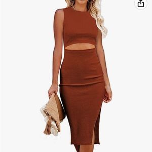 Burnt orange midi dress
